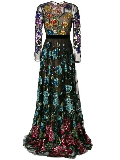 gucci dress flower black top dress|Gucci maxi dress floral.